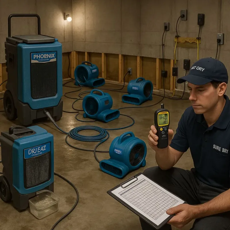 Structural Drying and Dehumidification process in Highland Park, TX